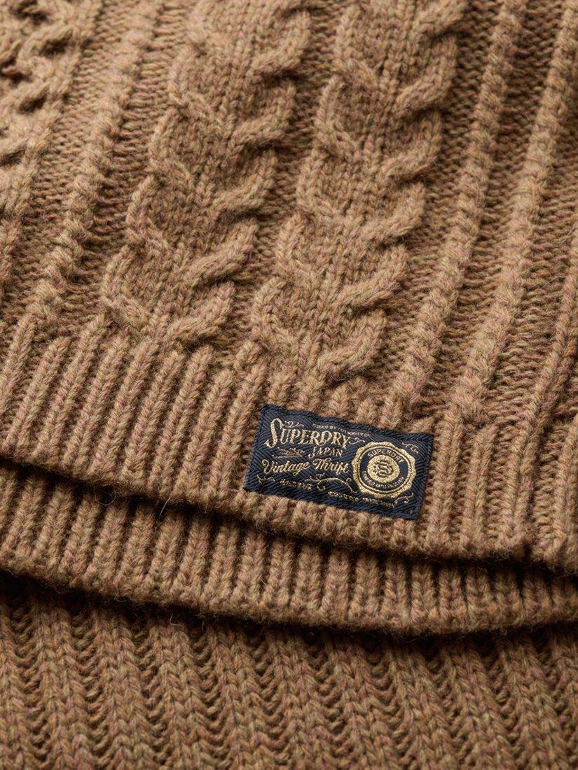 Product image 5 of 5, which shows Superdry Roll Neck Cable Knit Jumper Dress, Caramel Twist, 8