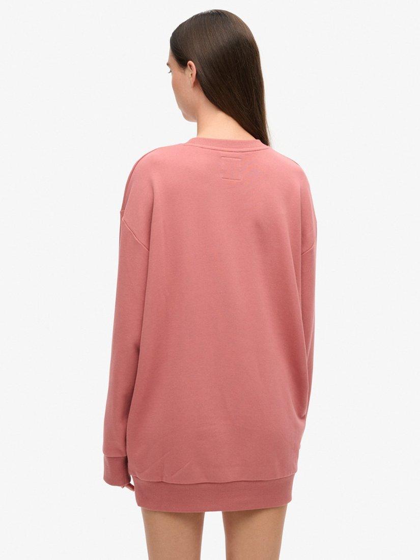 Product image 2 of 5, which shows Superdry Luxe Metallic Logo Sweat Dress, Withered Rose, 6-8