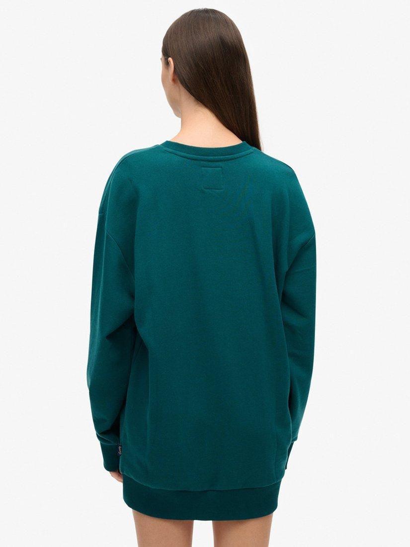 Product image 2 of 5, which shows Superdry Luxe Metallic Logo Sweat Dress, Deep Teal, 6-8