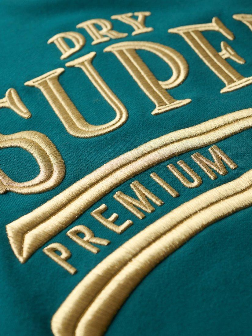 Product image 5 of 5, which shows Superdry Luxe Metallic Logo Sweat Dress, Deep Teal, 6-8