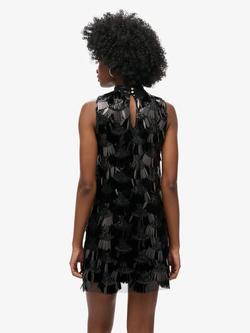 Superdry A-Line Fringe Sequin Dress, Black - view 2, Black