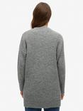 Superdry Essential Long Knit Wool Blend Cardigan, Charcoal Marl