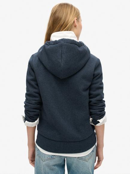 Superdry Luxe Metallic Logo Zip Hoodie, Trench Navy Marl - view 2, Trench Navy Marl