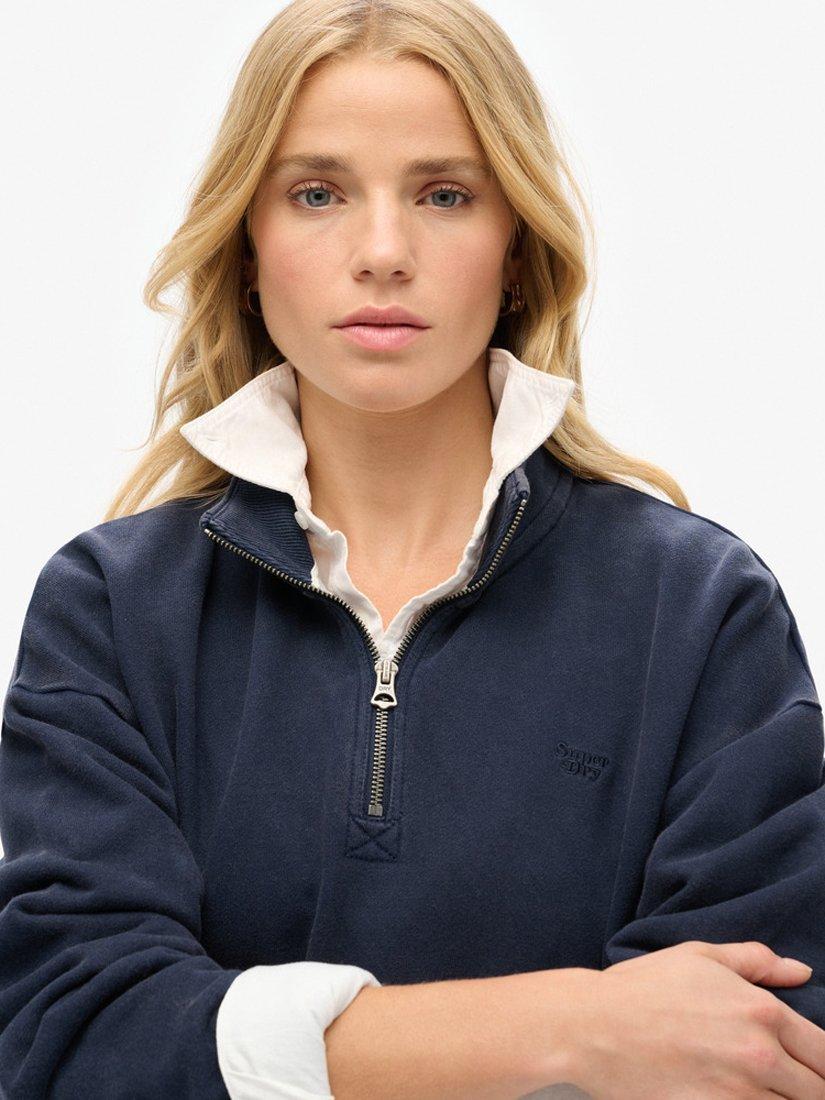 Product image 4 of 5, which shows Superdry Athletic Essentials Half Zip Sweatshirt, Rich Navy, 8