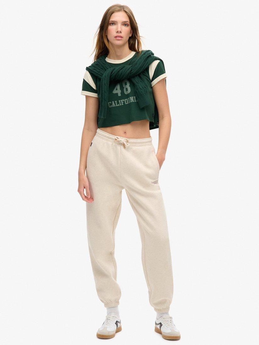 Product image 1 of 6, which shows Superdry Essential Logo Cuffed Joggers, Light Oat Marl, 8
