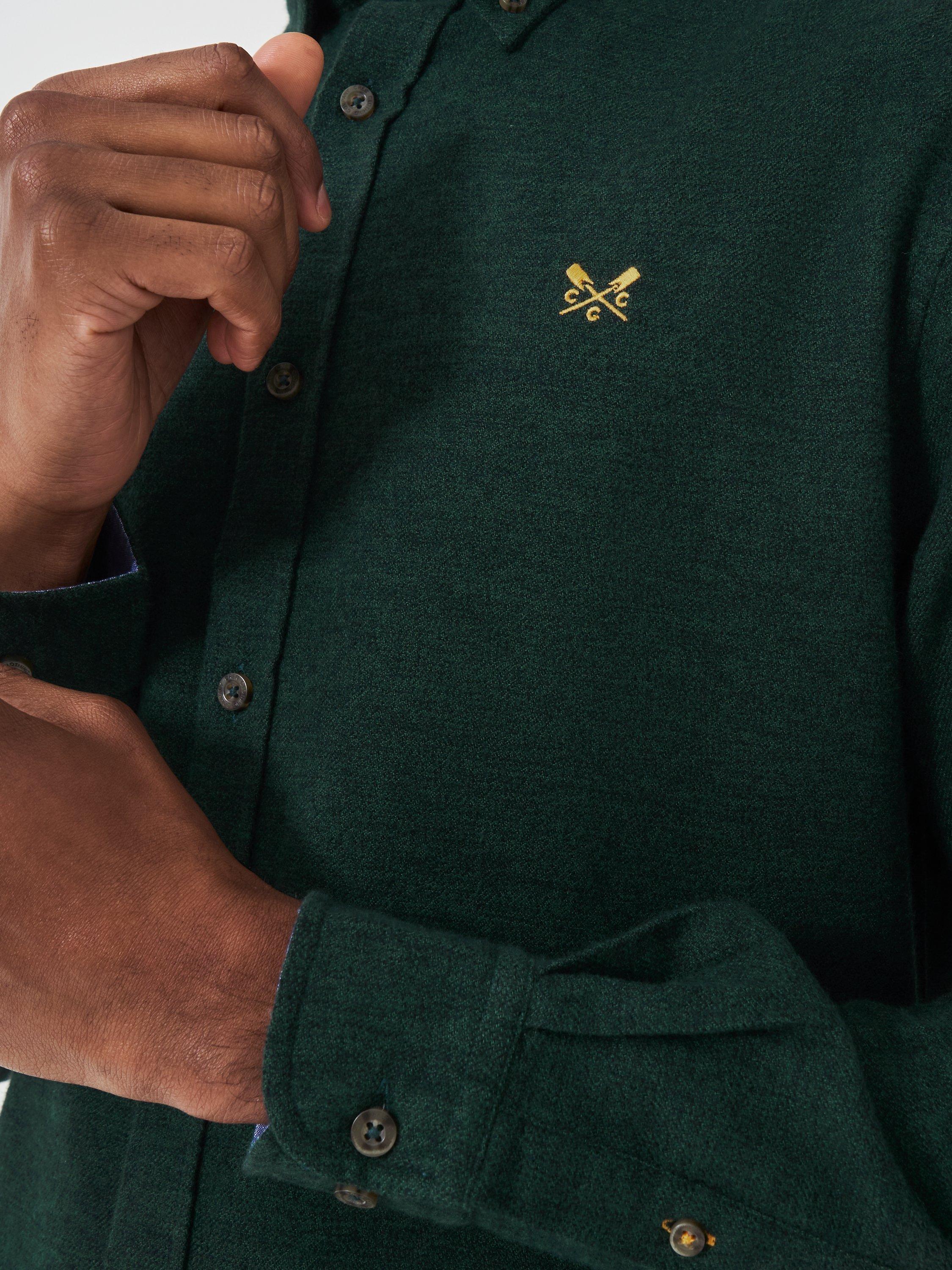 Product image 4 of 5, which shows Crew Clothing Cotton Regular Fit Flannel Shirt, Dark Green, XS