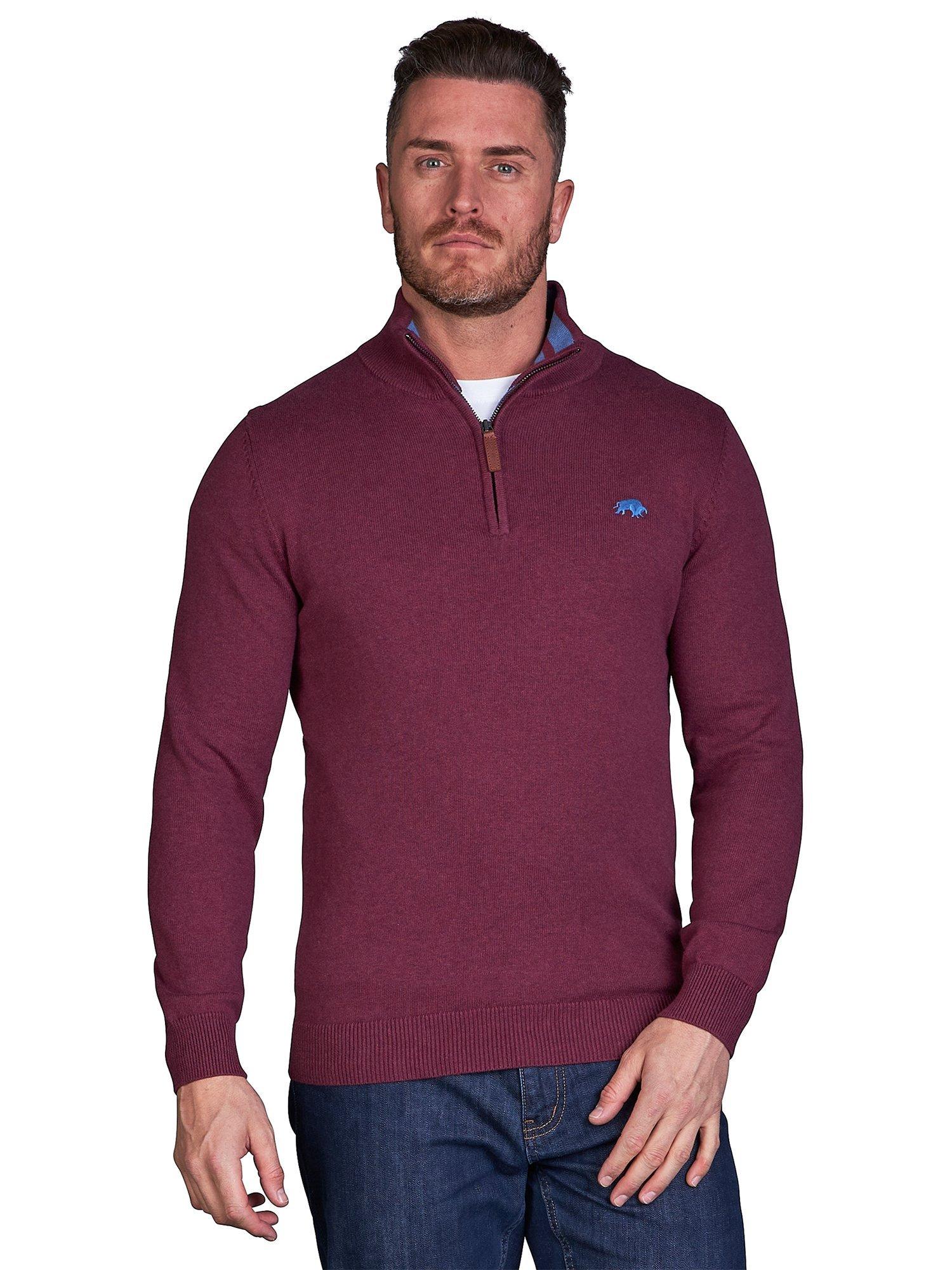 Product image 1 of 5, which shows Raging Bull Classic Quarter Zip Jumper, Burgundy, S