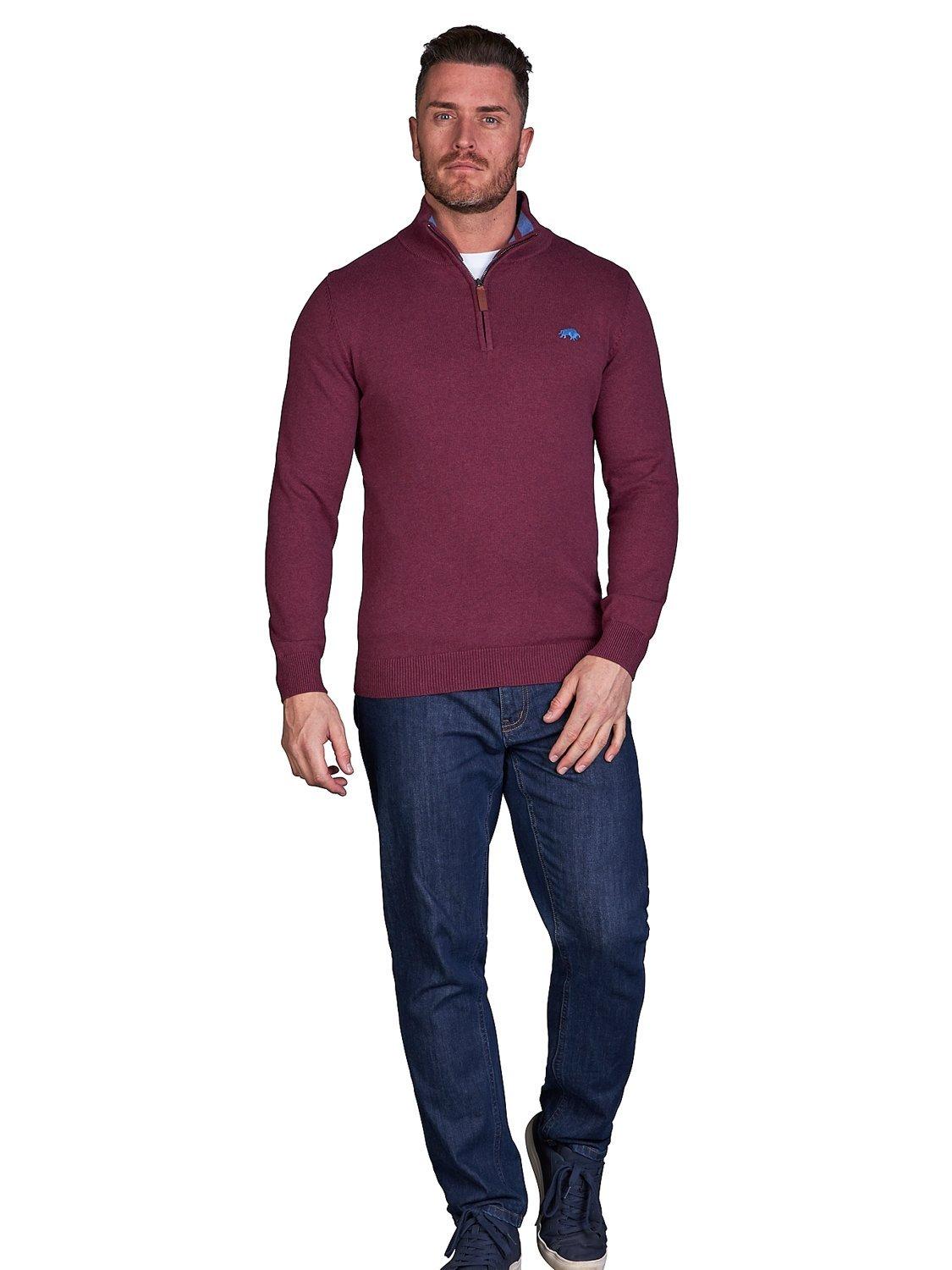 Product image 5 of 5, which shows Raging Bull Classic Quarter Zip Jumper, Burgundy, S