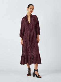 AND/OR Bordeaux Lace Tie Neck Dress, Catawaba Grape, Catawaba Grape