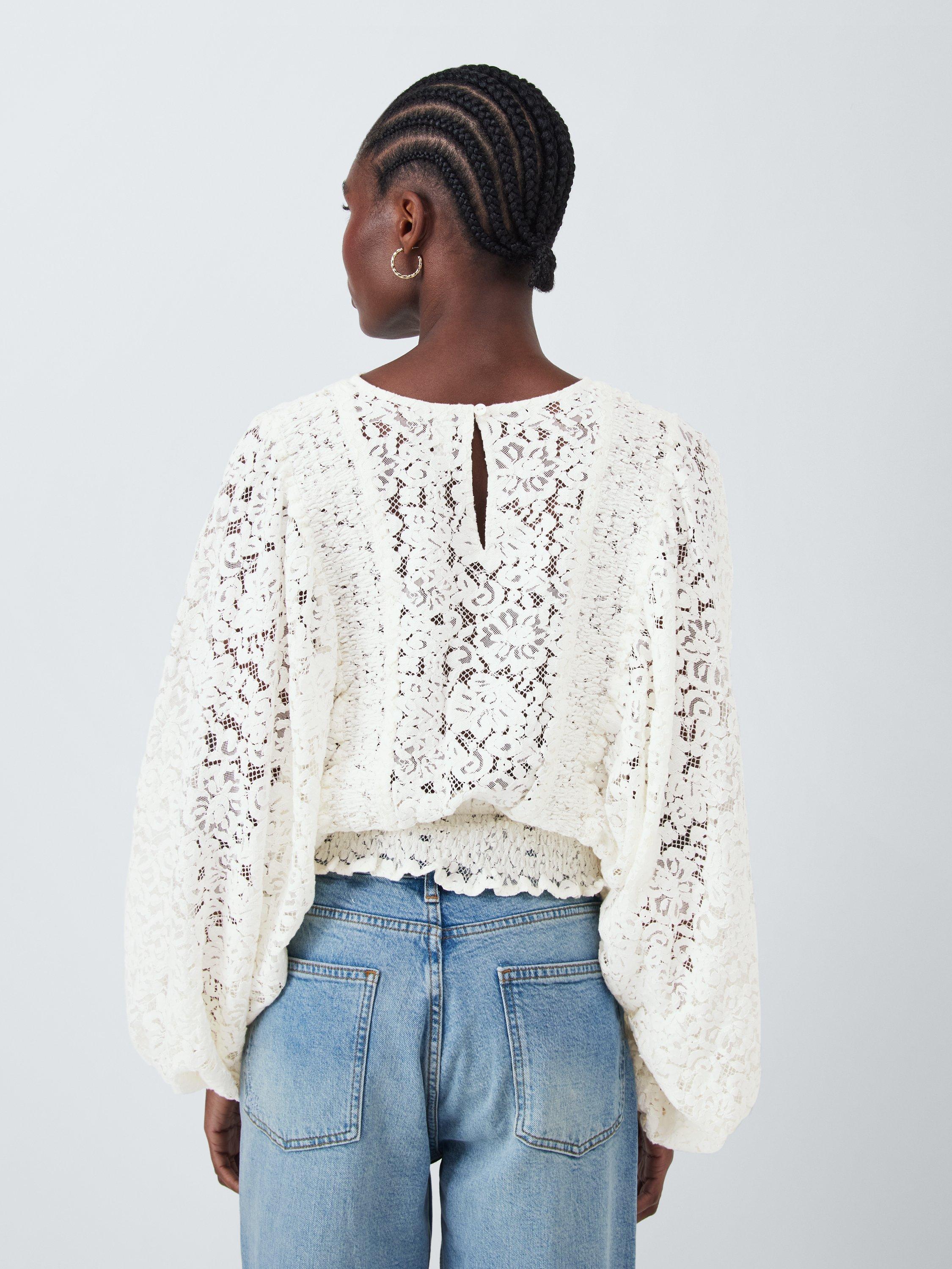 Product image 2 of 7, which shows AND/OR Caterina Lace Top, Off White, 6