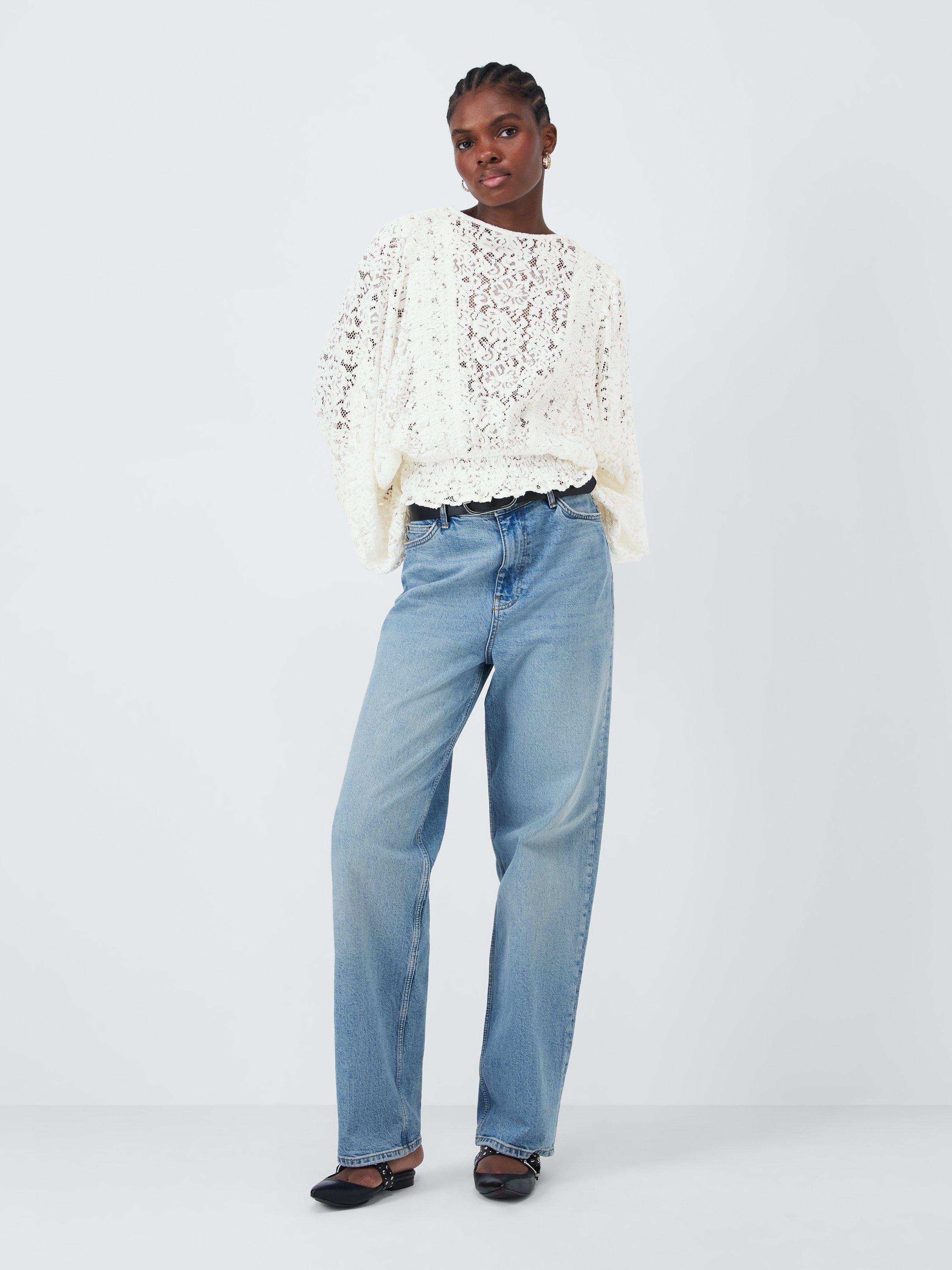 Product image 3 of 7, which shows AND/OR Caterina Lace Top, Off White, 6