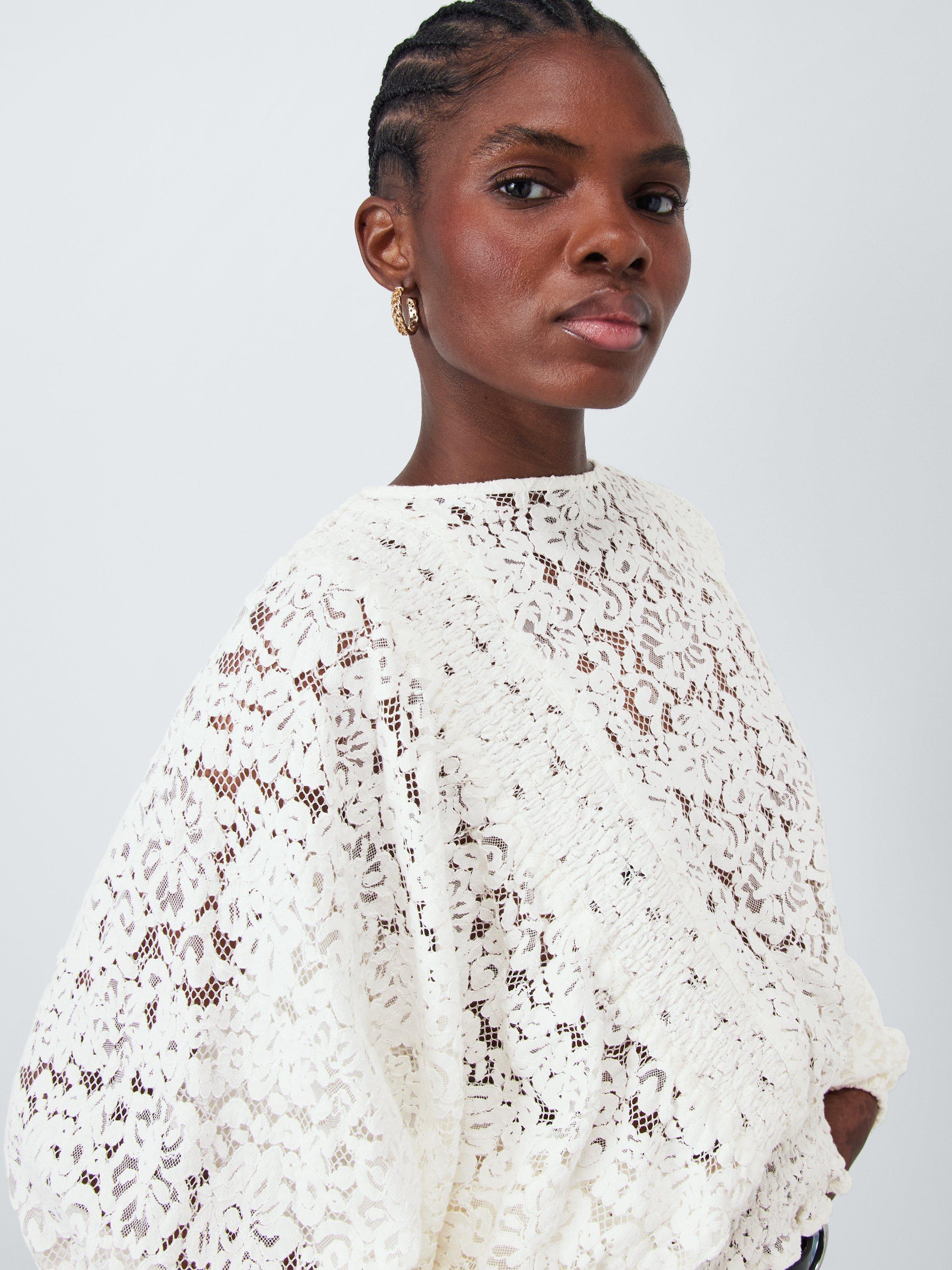 Product image 5 of 7, which shows AND/OR Caterina Lace Top, Off White, 6