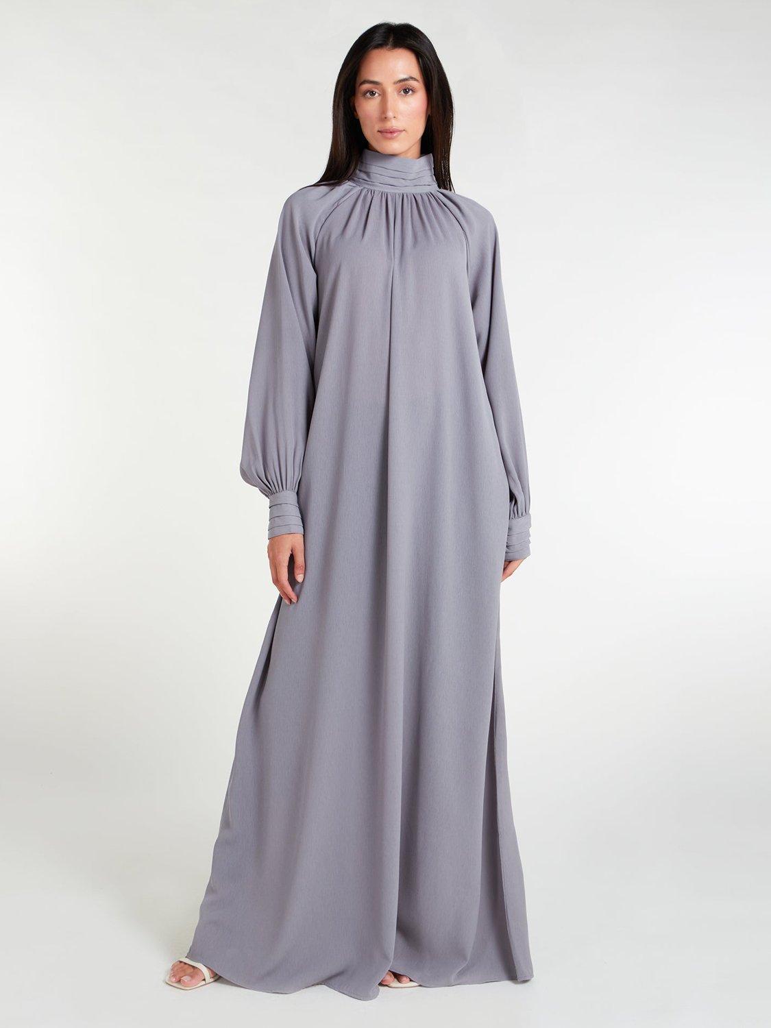 Product image 1 of 5, which shows Aab Monsoon Crinkle Maxi Dress, Grey, S Reg