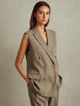 Reiss Petite Madelyn Longline Waistcoat, Khaki