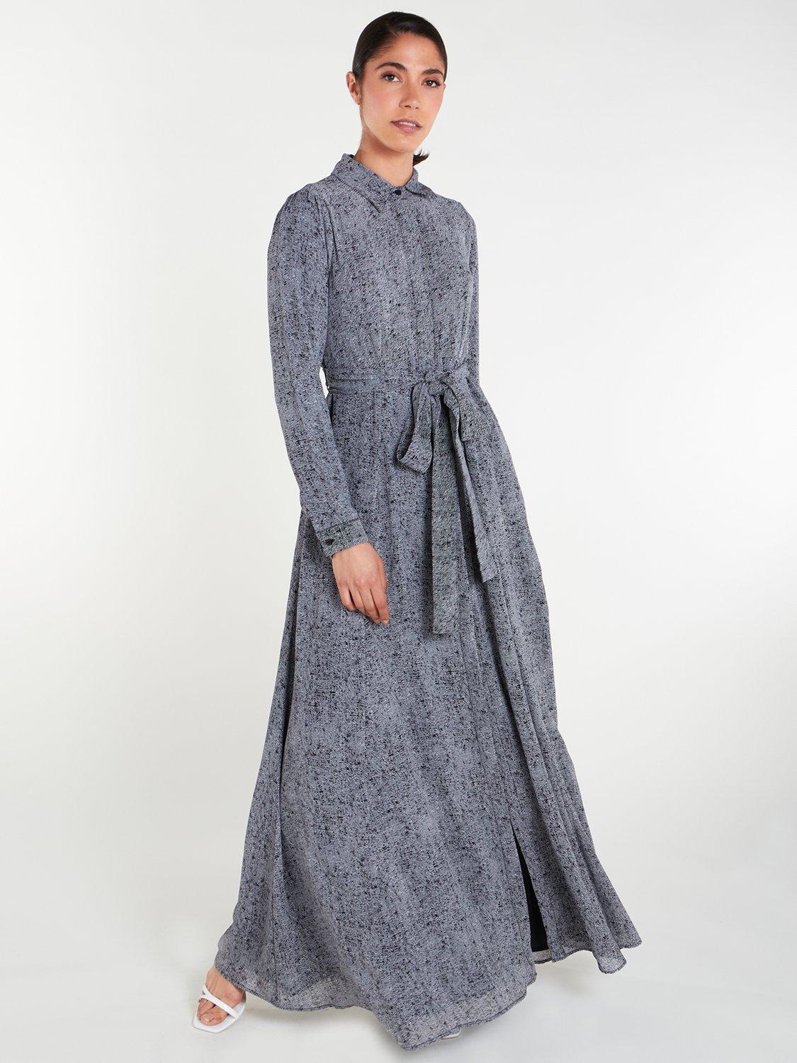 Product image 1 of 5, which shows Aab Diagonal Twill Maxi Dress, Grey, S Reg