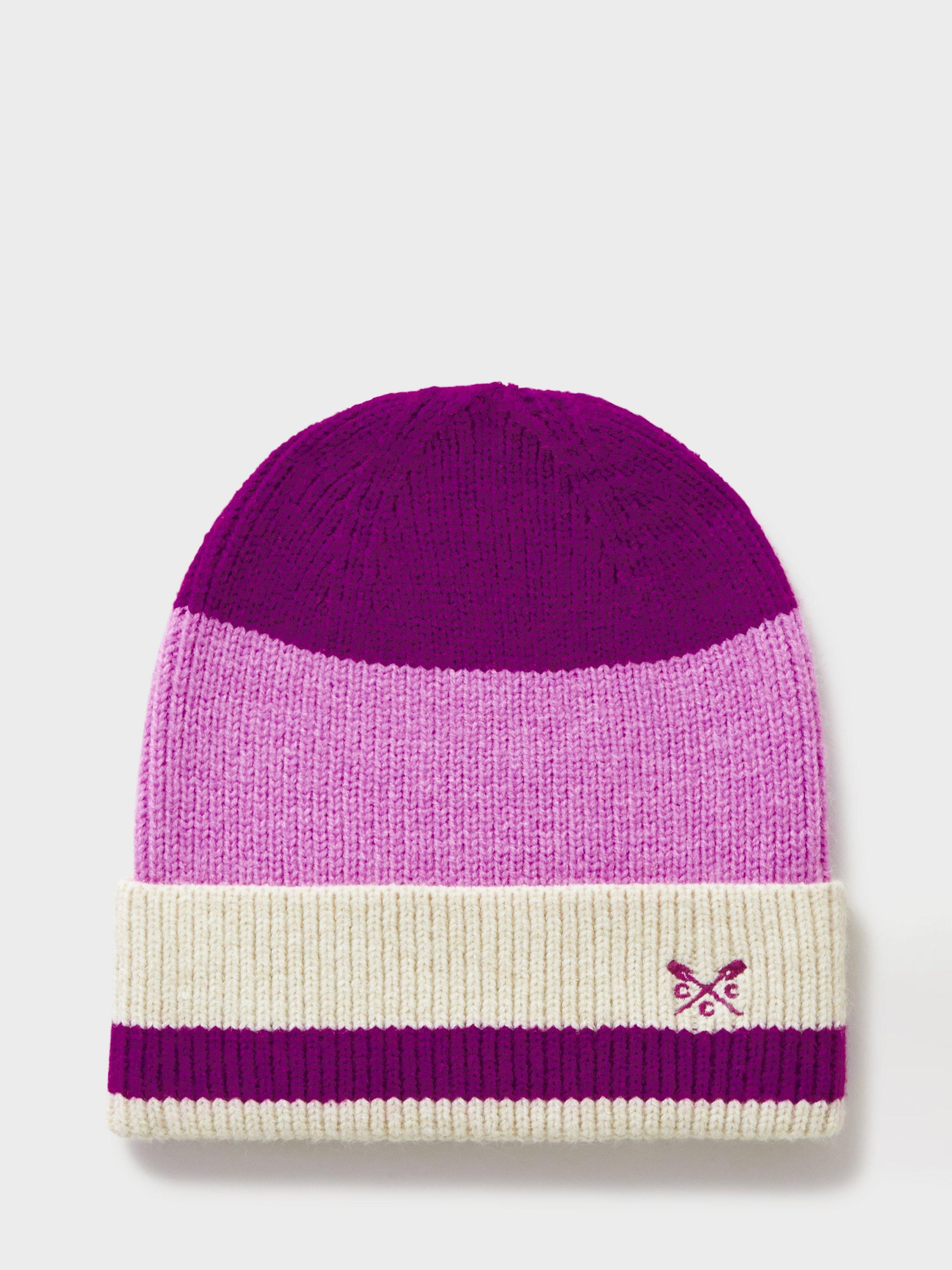 Crew Clothing Colour Block Beanie Hat, Pastel Pink