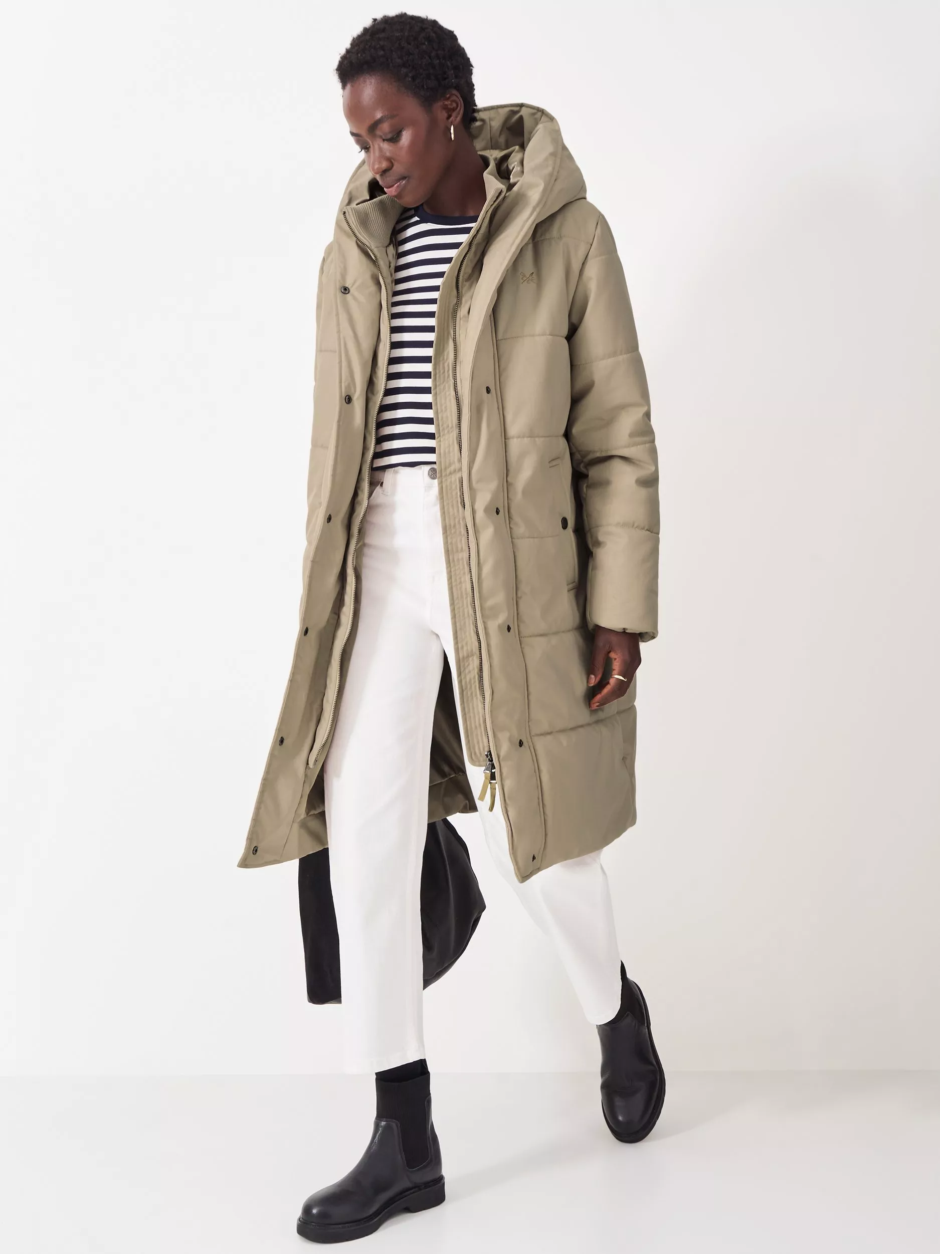 Crew Clothing Heavyweight Padded Coat Camel Brown