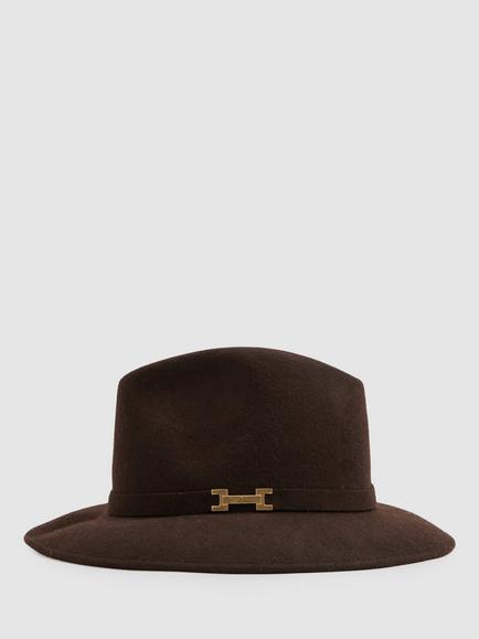 Reiss Holly Wool Fedora Hat - view 2, Chocolate