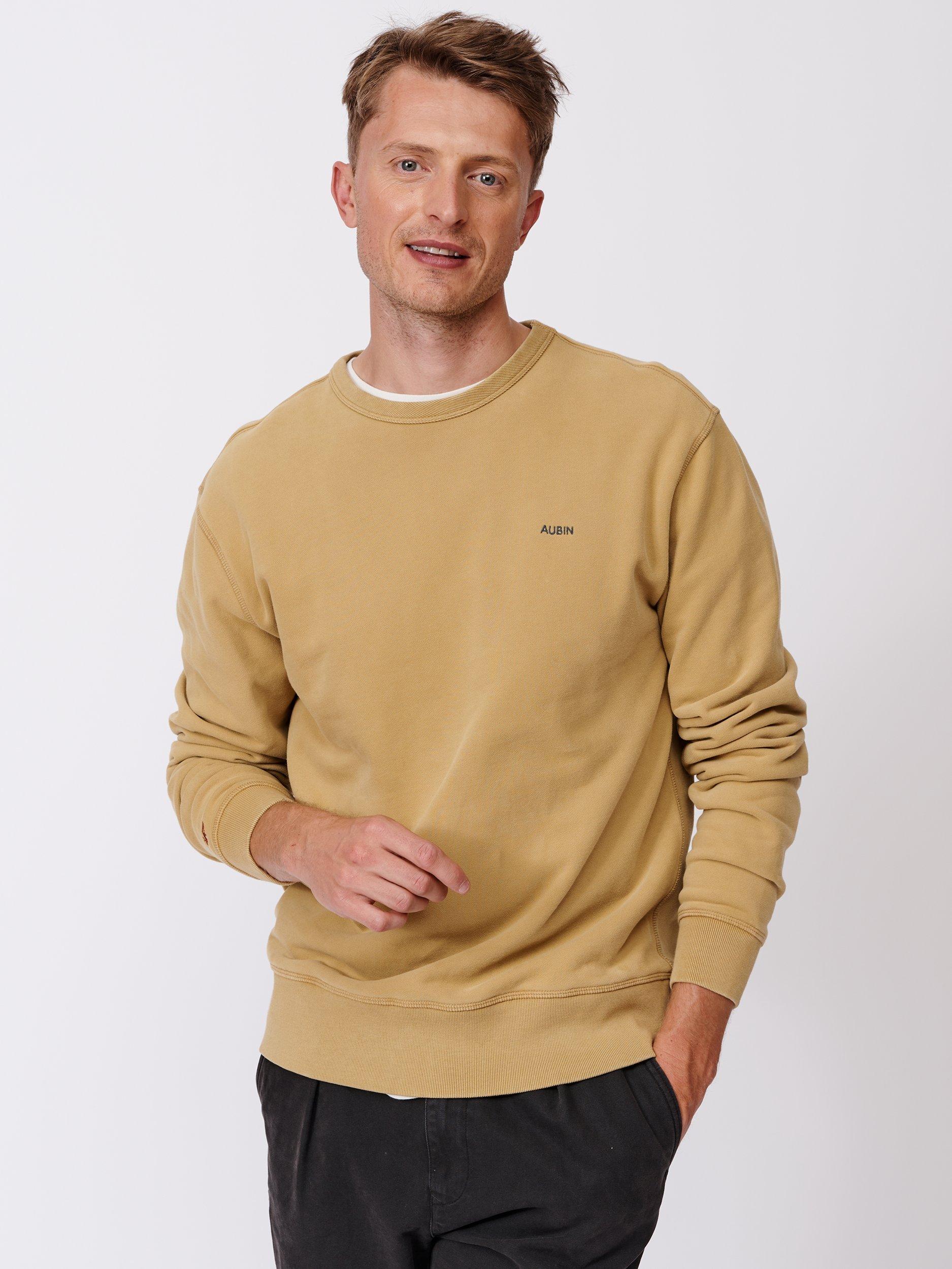 Product image 1 of 6, which shows Aubin Vestry Crew Neck Cotton Sweatshirt, Gold, XS