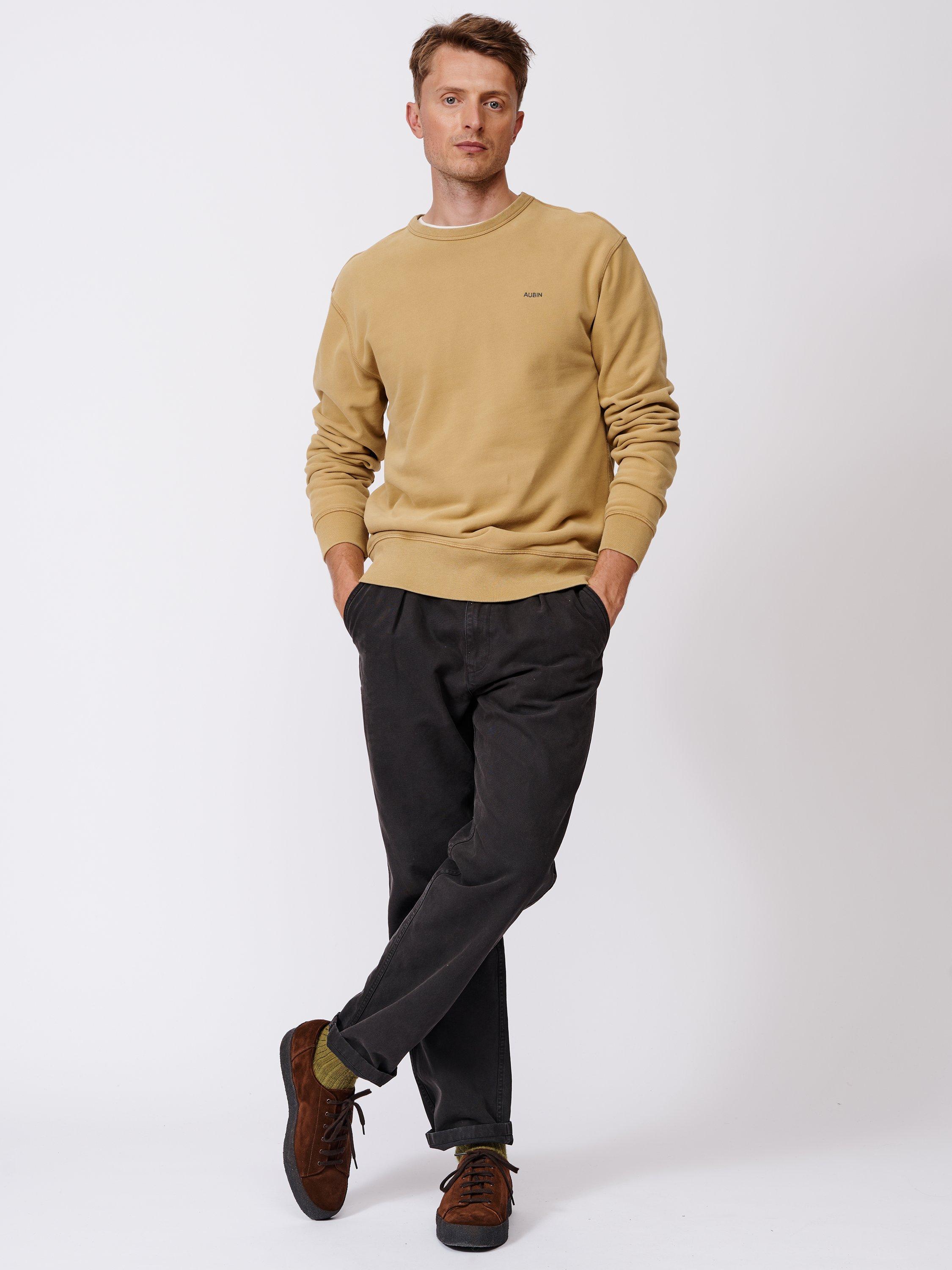 Product image 3 of 6, which shows Aubin Vestry Crew Neck Cotton Sweatshirt, Gold, XS