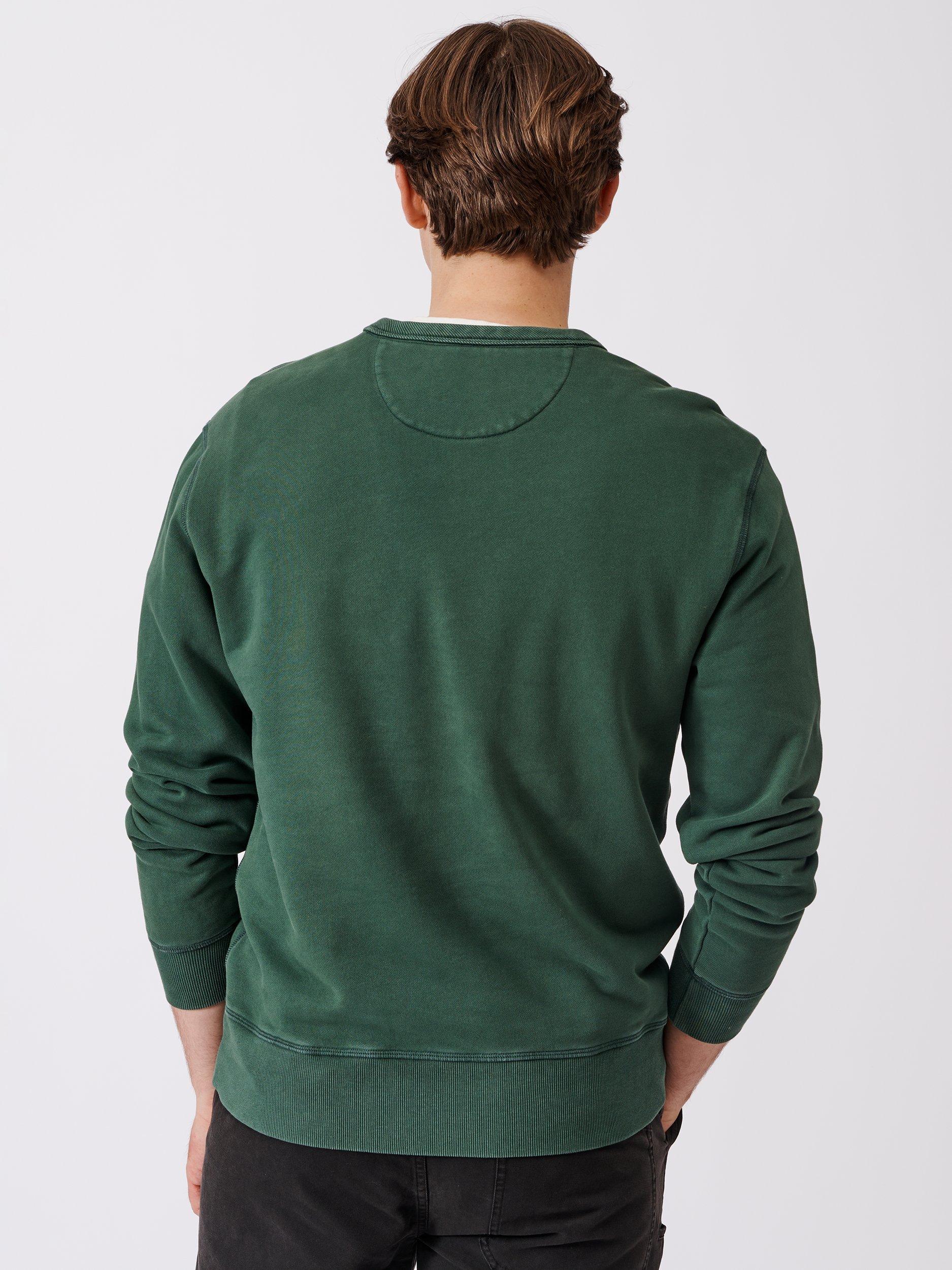 Aubin Vestry Crew Neck Cotton Sweatshirt Forest Green