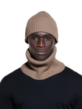 SISLEY Wool Cashmere Blend Soft Knit Beanie Hat, Beige