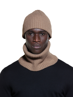 SISLEY Wool Cashmere Blend Soft Knit Beanie Hat, Beige, Beige