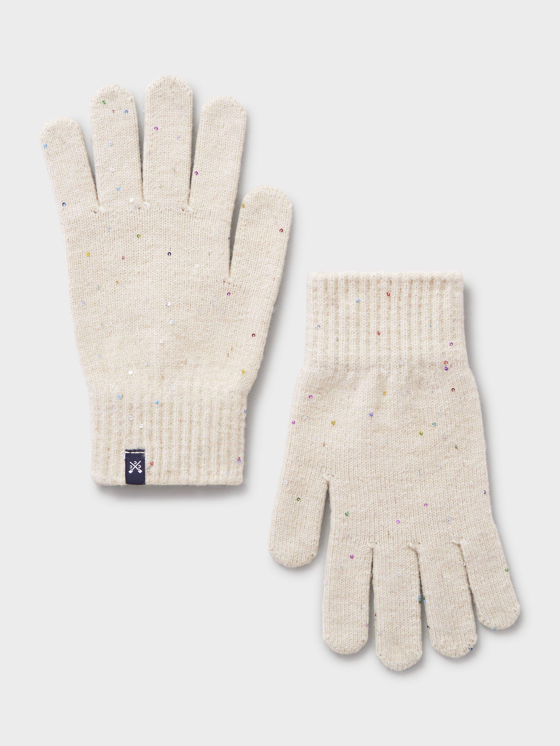 Crew Clothing Glitterball Gloves, Oatmeal