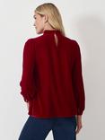 Crew Clothing Georgia Twsit Front Velvet Top, Red Wine