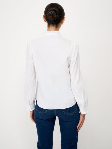 Crew Clothing Pie Crust Collar Ruffle Shirt, White - view 2, White