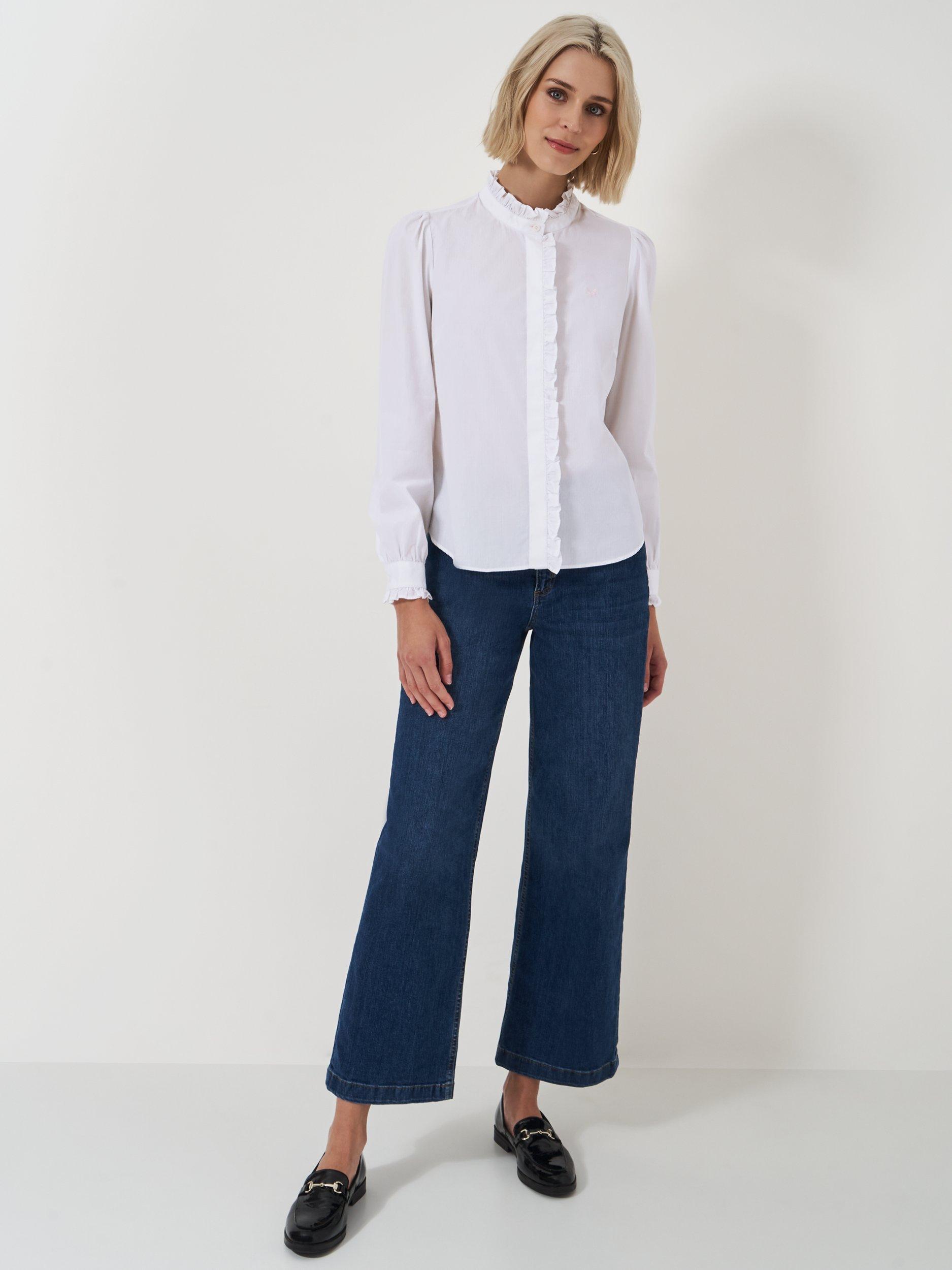 Product image 3 of 5, which shows Crew Clothing Pie Crust Collar Ruffle Shirt, White, 8