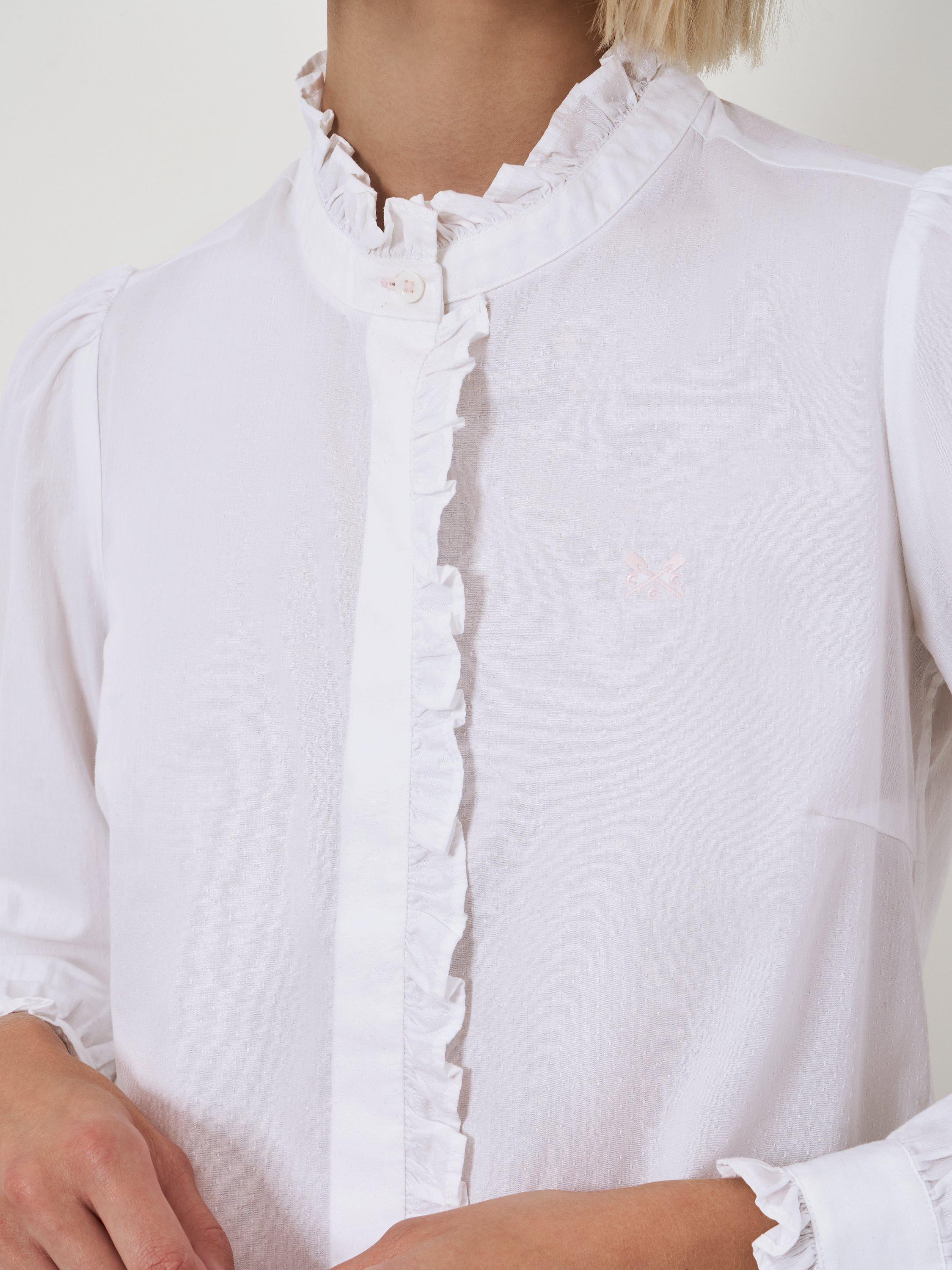Product image 4 of 5, which shows Crew Clothing Pie Crust Collar Ruffle Shirt, White, 8