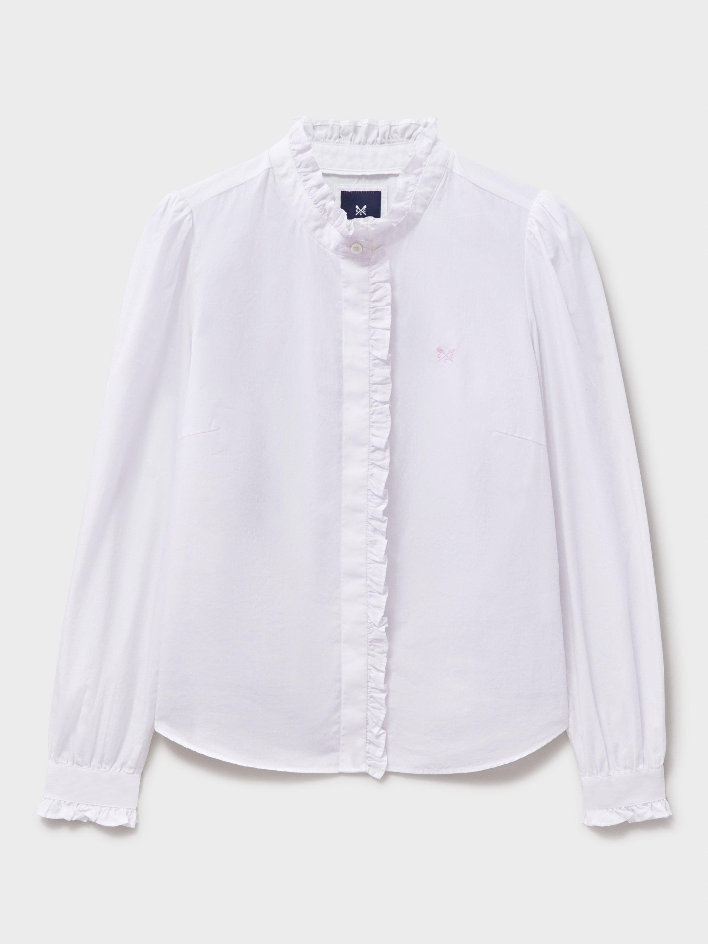 Product image 5 of 5, which shows Crew Clothing Pie Crust Collar Ruffle Shirt, White, 8