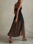 Reiss Marlie Pleated Maxi Skirt, Black/Taupe