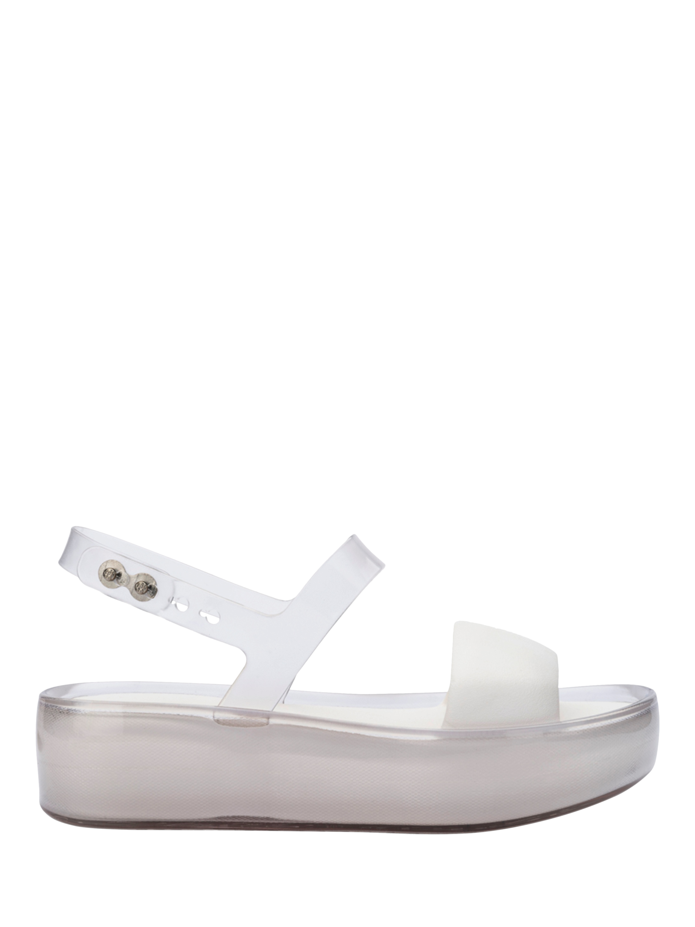 Product image 1 of 4, which shows Melissa Float Platform Jelly Sandals, Clear/White, 3