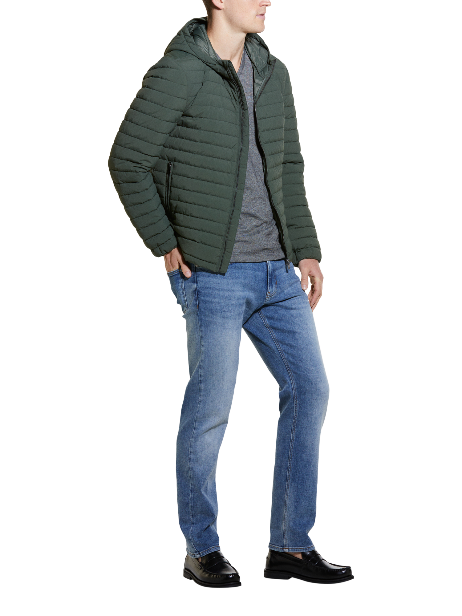 Product image 4 of 4, which shows SISLEY Hooded Puffer Jacket, Green, XXL