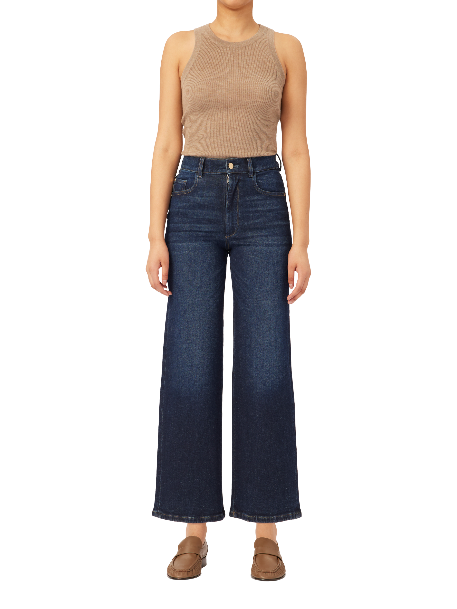 Product image 1 of 4, which shows DL1961 Hepburn High Rise Wide Leg Ankle Jeans, Mediterrranean, 24