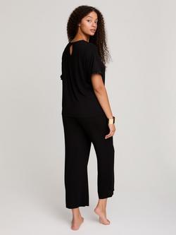 Pretty You London Bamboo Frill Pyjama Set, Black - view 2, Black