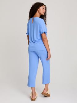 Pretty You London Bamboo Frill Tee Trouser Set, Cornflower Blue - view 2, Cornflower Blue