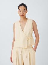 John Lewis ANYDAY Wrap Front Tie Waistcoat, Buttermilk