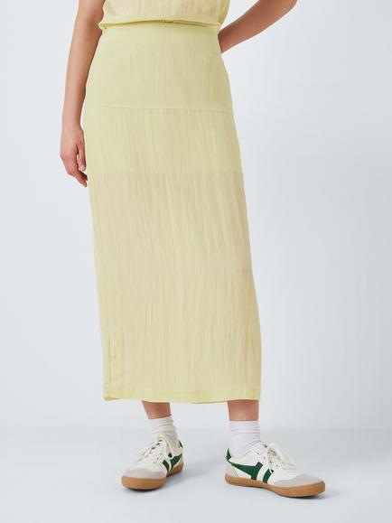 John Lewis ANYDAY Crinkle Maxi Skirt, Green - view 2, Green