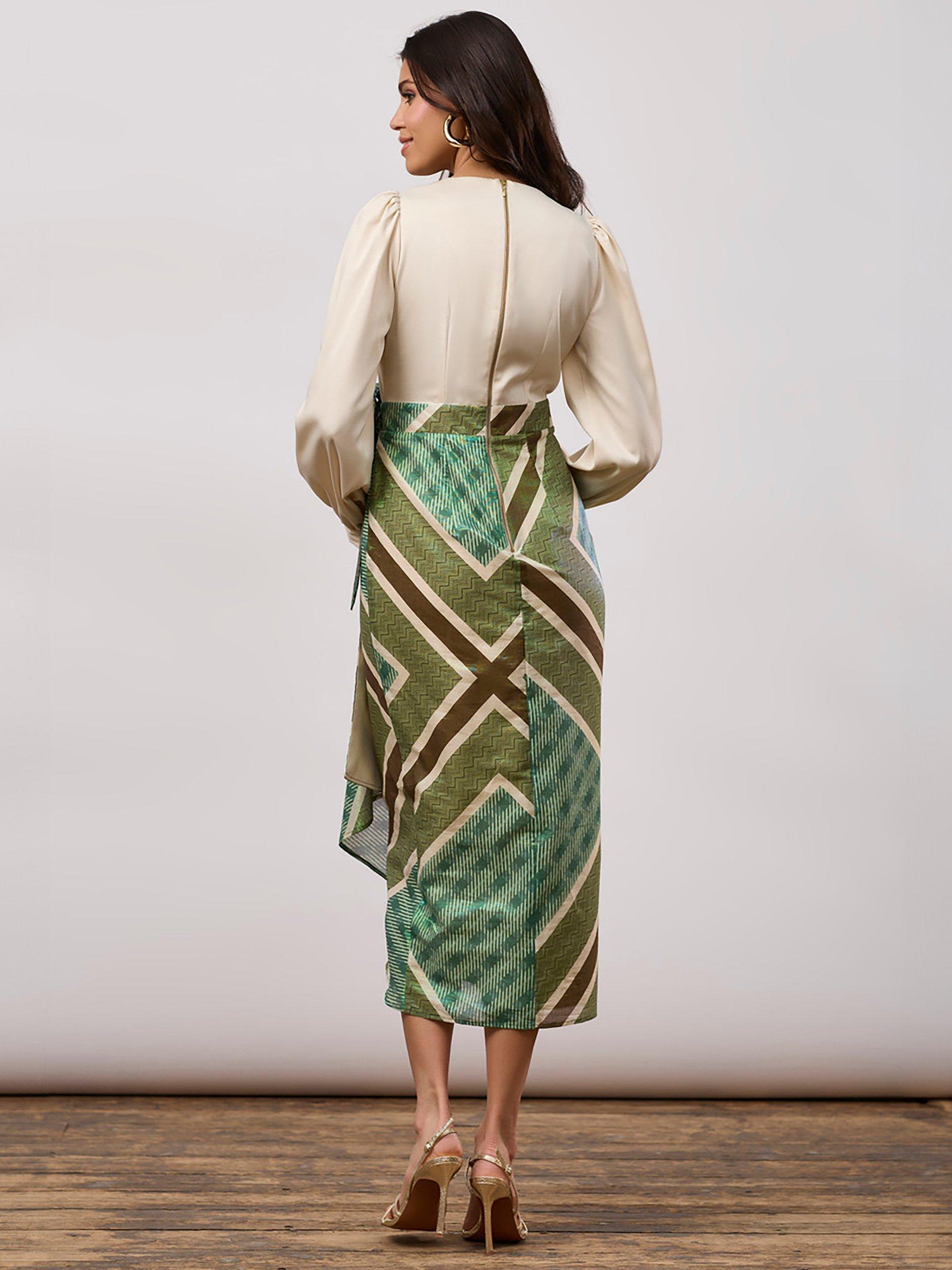 Product image 2 of 3, which shows Closet London Elegant Wrap Dress, Olive/Multi, 8