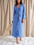 Pretty You London Bamboo Frill Kimono Dressing Gown, Cornflower Blue