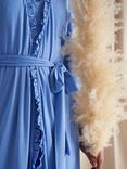 Pretty You London Bamboo Frill Kimono Dressing Gown, Cornflower Blue