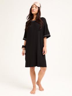 Pretty You London Bamboo Classic T-Shirt Nightdress, Black, Black