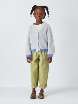 John Lewis ANYDAY Kids' Contrast Hem Cardigan, Blue - view 2, Blue