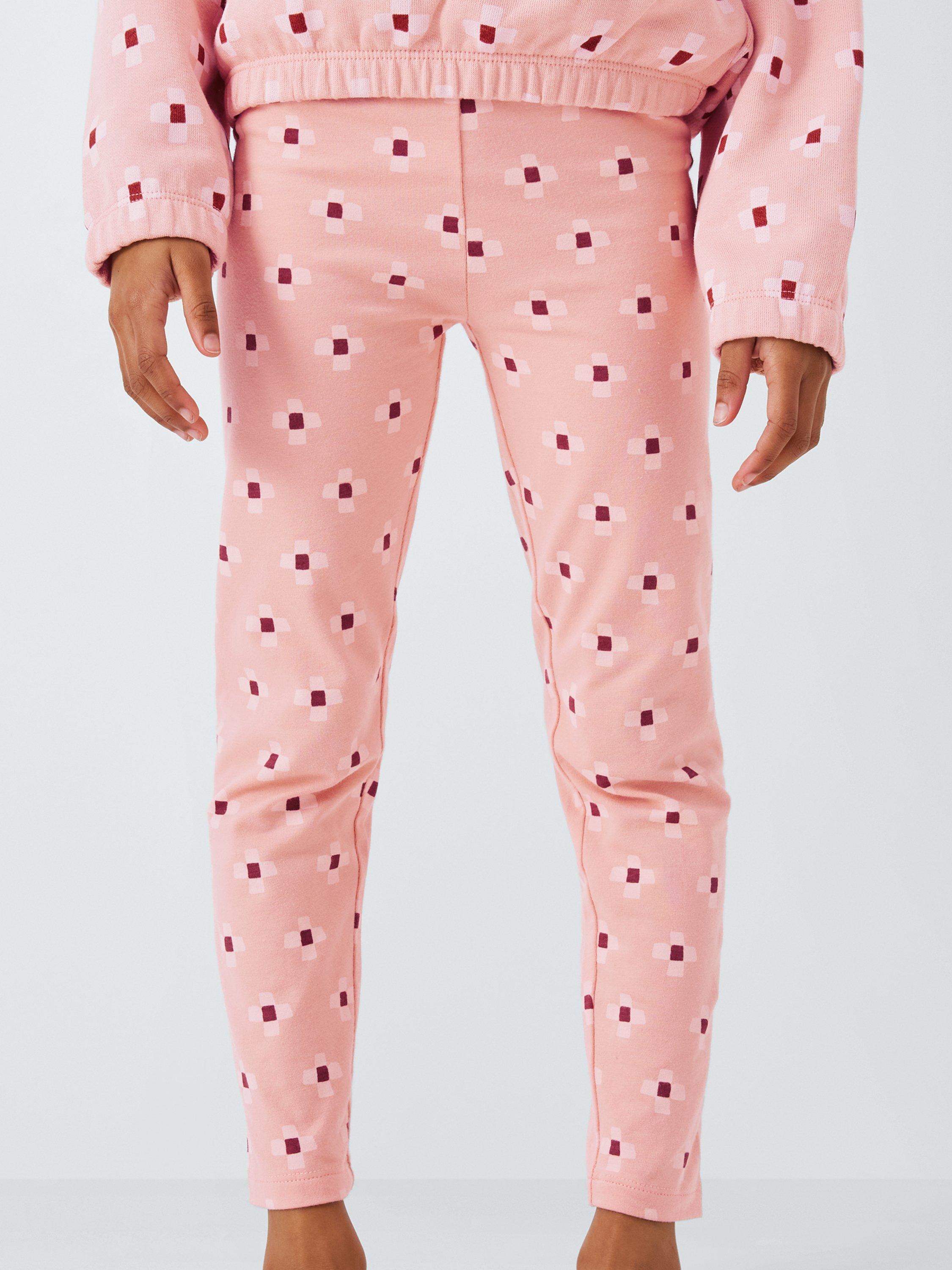 Product image 1 of 7, which shows John Lewis ANYDAY Kids' Tile Print Leggings, Pink/Multi, 2 years