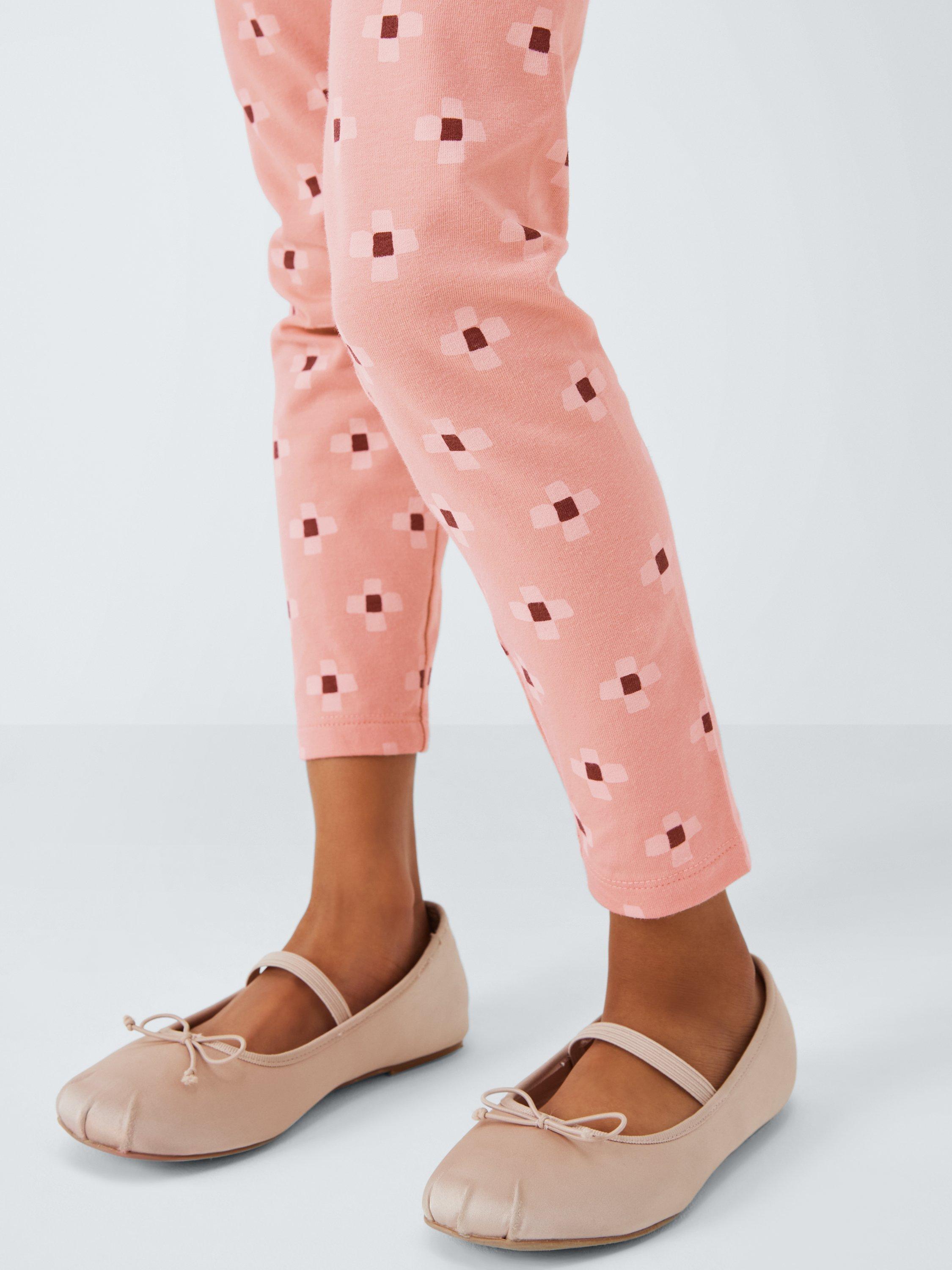 Product image 4 of 7, which shows John Lewis ANYDAY Kids' Tile Print Leggings, Pink/Multi, 2 years