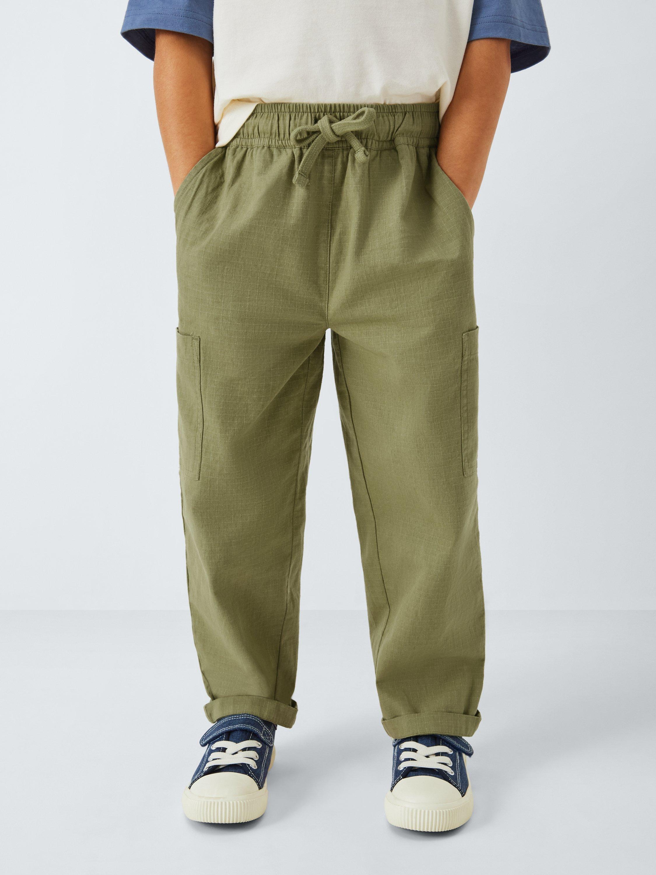 John Lewis ANYDAY Kids' Ripstop Cargo Trousers, Flintstone, Olive