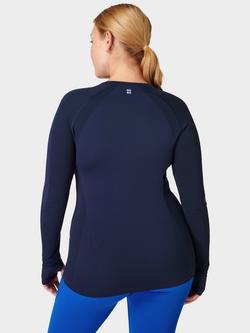 Sweaty Betty Athlete Seamless Long Sleeve Gym Top - view 2, Navy Blue